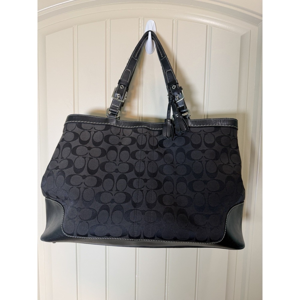 COACH Soho Tote Bag Signature Black Leather Jacquard Vintage Y2K Style 6432